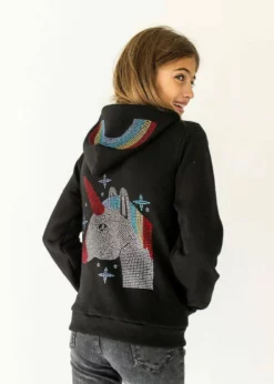 Lola + The Boys Girls Wanderlust Crystal Unicorn Hoodie
