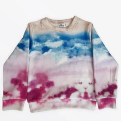 Lola + The Boys Girls Watercolor Sky Fuzzy Sweatshirt