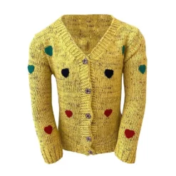 Lola + The Boys Yellow Knit & Hearts Cardigan