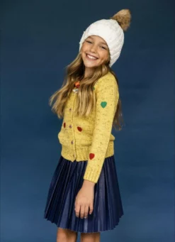 Lola + The Boys Yellow Knit & Hearts Cardigan