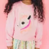Lola + The Boys Girls Fancy Unicorn Pink Sweatshirt