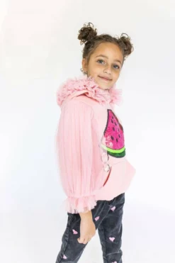 Lola & The Boys Watermelon Tulle Sequin Hoodie New Arrivals
