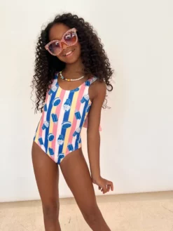 Lola + The Boys Ice Cream Cupcake Stripes Swimsuit