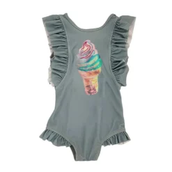 Lola + The Boys Ice Cream Ruffle Swimsuit Green Sale On Sale