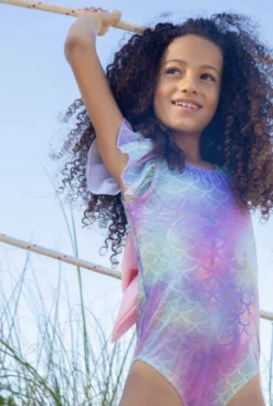 Lola + The Boys Girls Mermaid Bow Swimsuit