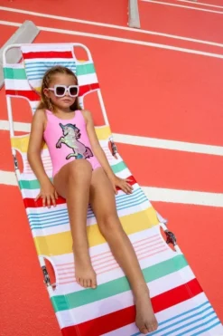 Lola + The Boys Girls Neon Unicorn Swimsuit