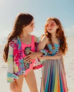 Lola + The Boys Girls Neon Unicorn Swimsuit