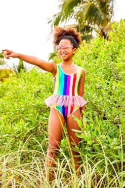 Lola & The Boys Rainbow Tutu Swimsuit