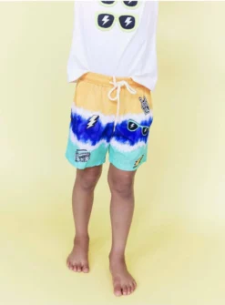 Lola + The Boys Cool Patch Tie Dye Swim Shorts
