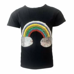 Lola + The Boys Beaded Rainbow Sequin T-Shirt