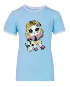 Lola + The Boys Doll And Kitty Sequin Ringer T-Shirt