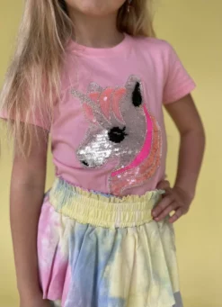 Lola + The Boys Girls Fancy Unicorn Sequin Tee