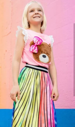 Lola + The Boys Fuzzy Teddy Bear Bow Tank Girls