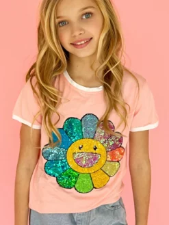 Lola + The Boys Happy Daisy Ringer Tee Shirt Girls