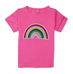 Lola + The Boys Girls Happy Rainbow Crystal Patch T-Shirt