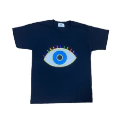 Lola + The Boys Navy Rainbow Evil Eye Tee