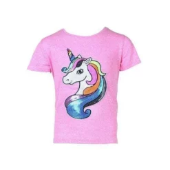 Lola + The Boys Girls Neon Unicorn Sequin T-Shirt