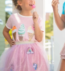 Lola + The Boys Girls Peach Ice Cream Ringer T-Shirt