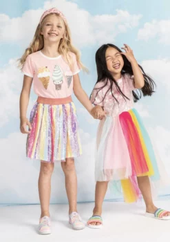 Lola + The Boys Girls Peach Ice Cream Ringer T-Shirt