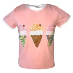 Lola + The Boys Girls Peach Ice Cream Ringer T-Shirt