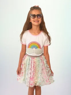 Lola + The Boys Rainbow Pearl Patch T Shirt