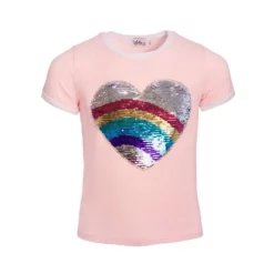 Lola + The Boys Rainbow Heart Flip Ringer T-Shirt