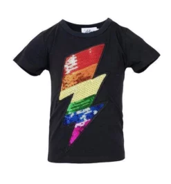 Lola + The Boys Rainbow Lightning Bolt Sequin T-Shirt Girls