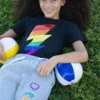 Lola + The Boys Rainbow Lightning Bolt Sequin T-Shirt Girls