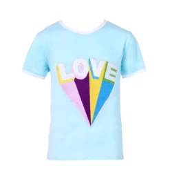 Lola + The Boys Girls Rainbow Love Ringer T-Shirt