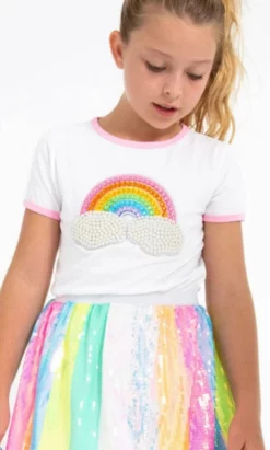 Lola + The Boys Rainbow Pearl Patch T Shirt