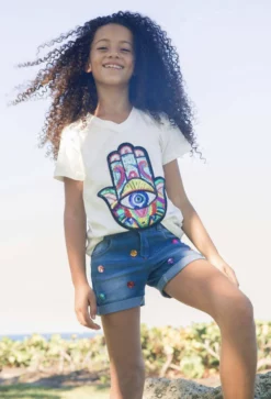 Lola + The Boys Sequin Hamsa T-Shirt