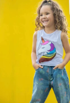 Lola + The Boys Sequin Rainbow Unicorn Tank