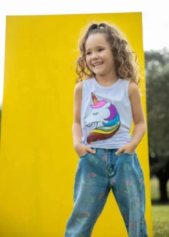Lola + The Boys Sequin Rainbow Unicorn Tank