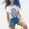 Lola + The Boys Women's Sequin Hamsa T-Shirt Girls