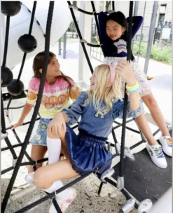 Lola + The Boys Girls Rainbow Puff Sleeve Shirt