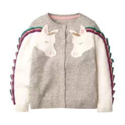 Lola + The Boys Girls Unicorn Ruffle Cardigan