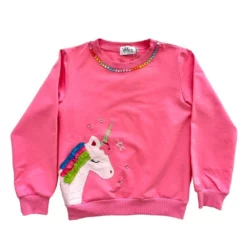 Lola + The Boys Unicorn Stars Gem Pink Sweatshirt