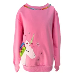 Lola + The Boys Unicorn Stars Gem Pink Sweatshirt