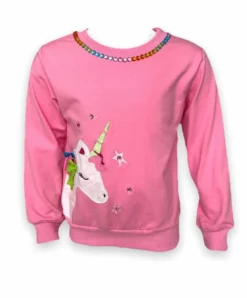Lola + The Boys Unicorn Stars Gem Pink Sweatshirt