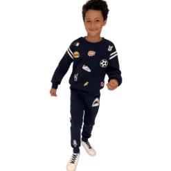 Lola + The Boys New Arrivals Varsity Patch Jogger Set Navy