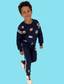 Lola + The Boys New Arrivals Varsity Patch Jogger Set Navy