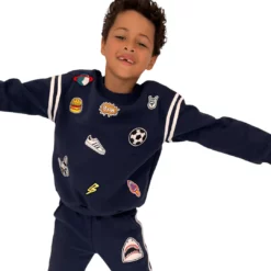 Lola + The Boys New Arrivals Varsity Patch Jogger Set Navy