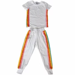 Lola + The Boys New Arrivals White Rainbow Sequin Jogger Set