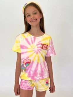 Lola + The Boys YAY Patch Tie Dye Short Set New Arrivals